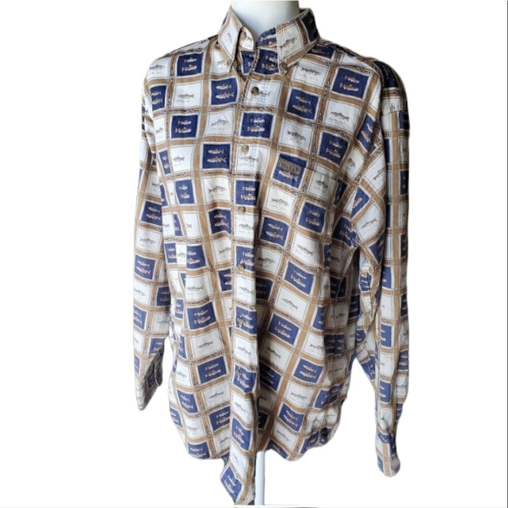 Vintage Woolrich Fish Novelty Print Button down Medium